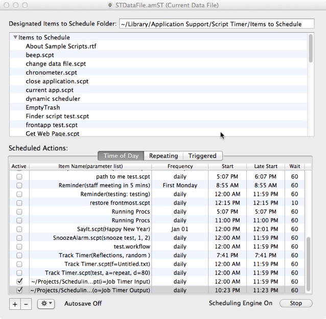 The Script Timer Doument Window